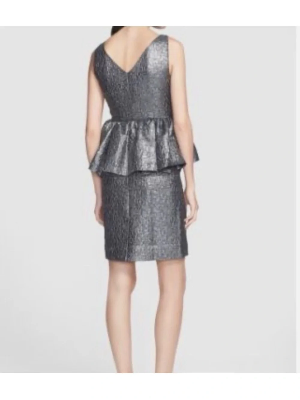 kate spade “All That Glitters” Andi Silver Metallic Peplum Dress